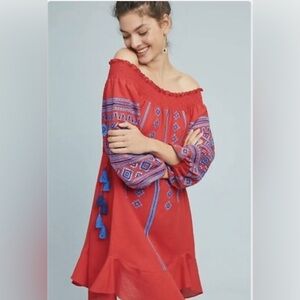 Ranna Gill Embroidered Off The Shoulder Dress in size XS.